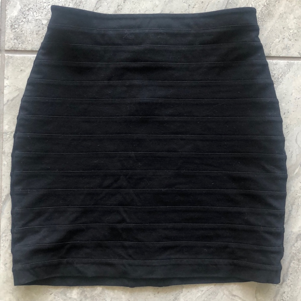 Banded black pencil skirt